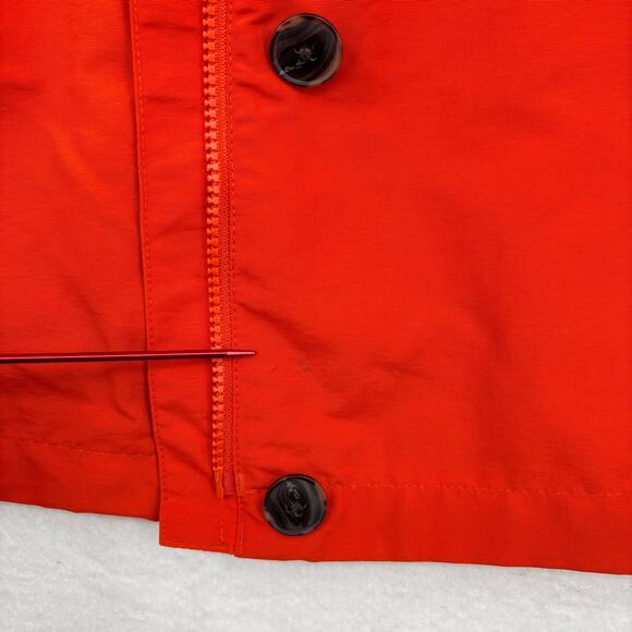 Lands' End Jacket Size M Orange Hooded Nylon Water Resistant Lined Windbreaker - Picture 8 of 13